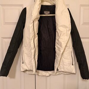 HELMUT LANG WHITE/BLACK NYLON DOWN ZIP JACKET SIZE S
